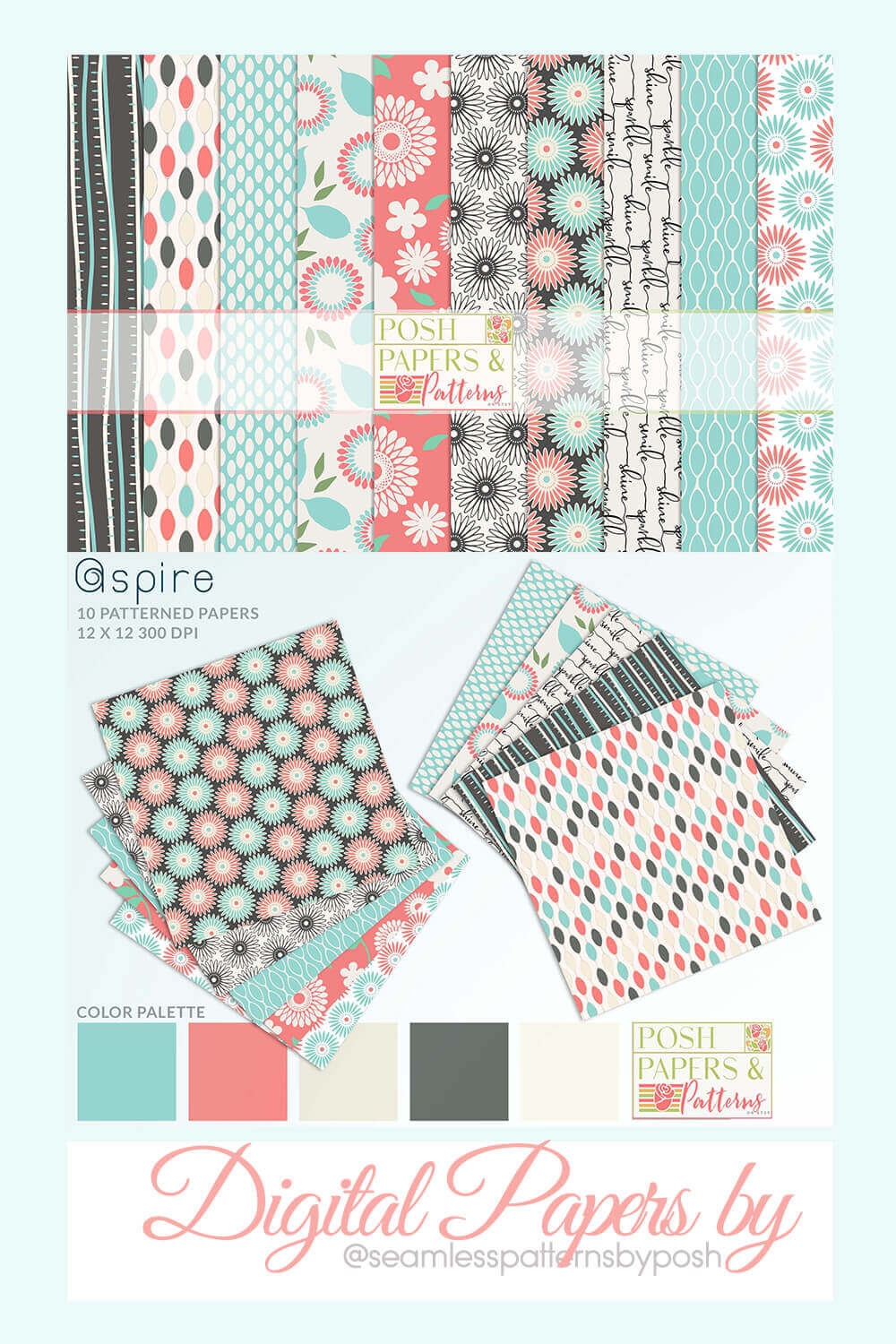 Aspire Printable Patterned Papers With Solid Cardstock