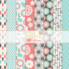 Pretty patterned papers with florial motifs in teal and salmon color palette