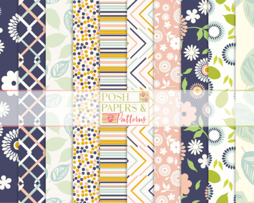 LaBotanical Floral Patterned digital Papers for paper crafts and digital projects