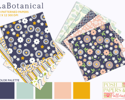 LaBotanical Floral Patterned digital Papers for paper crafts and digital projects