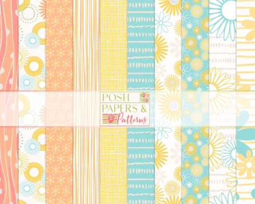 Melon Sunrise 12x12 Printable Digital Scrapbook Paper & Card Stock