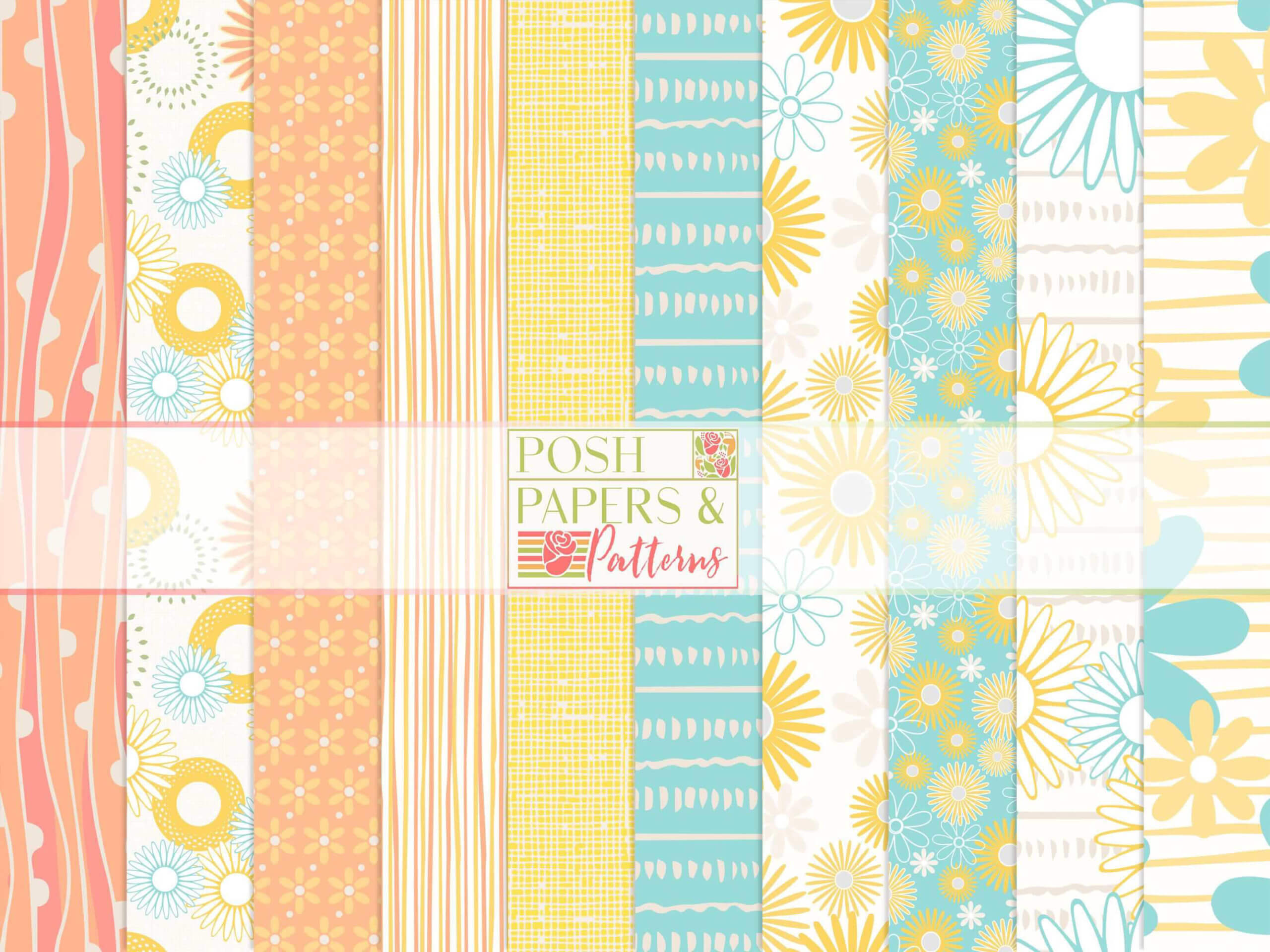 Melon Sunrise 12x12 Printable Digital Scrapbook Paper & Card Stock