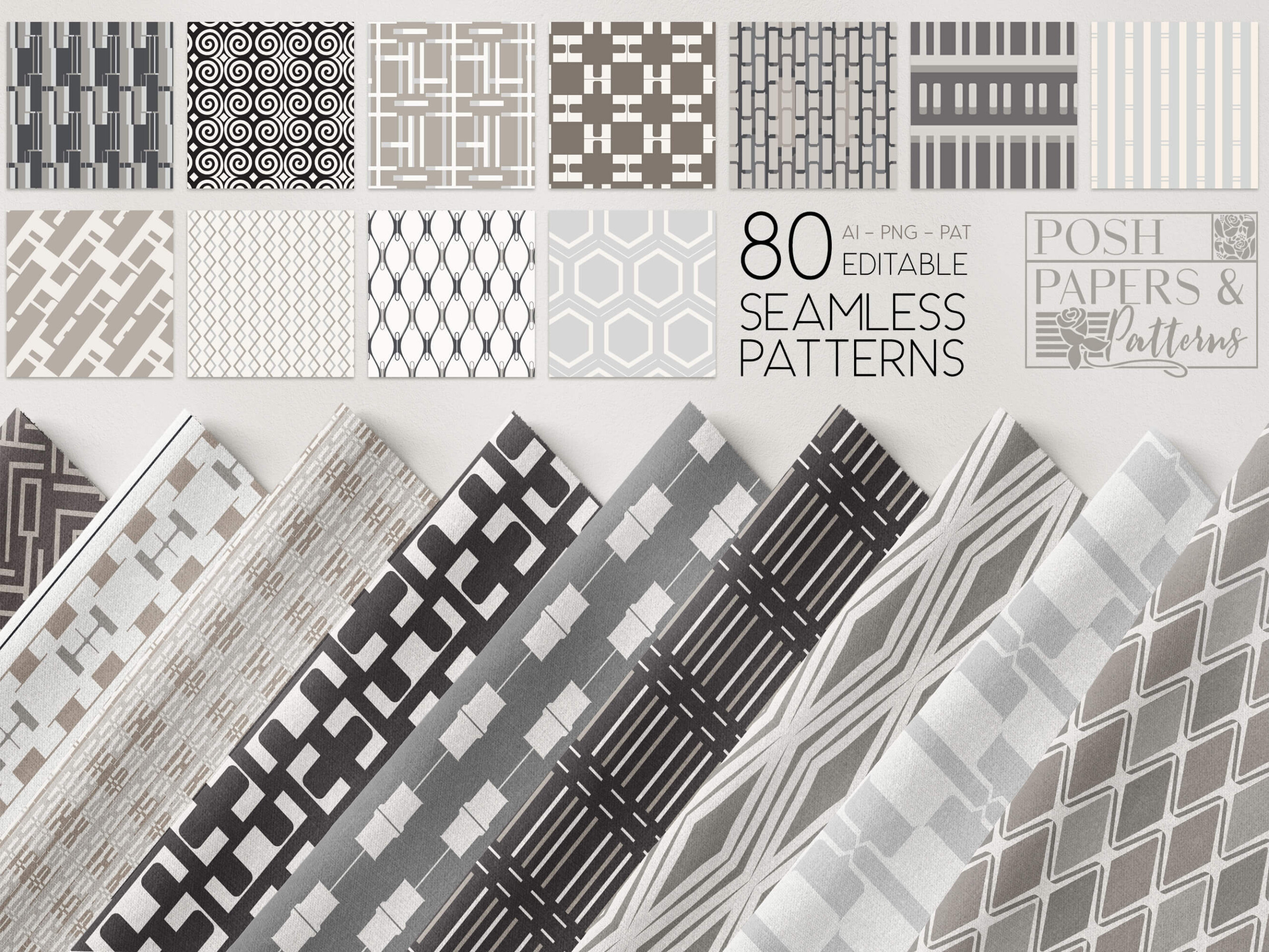 80 Geometric Seamless Pattern Graphics Bundle