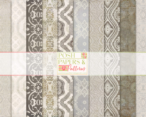 Vintage Vibes Shabby Chic Antique Digital Scrapbook Paper Pack  Vol 4