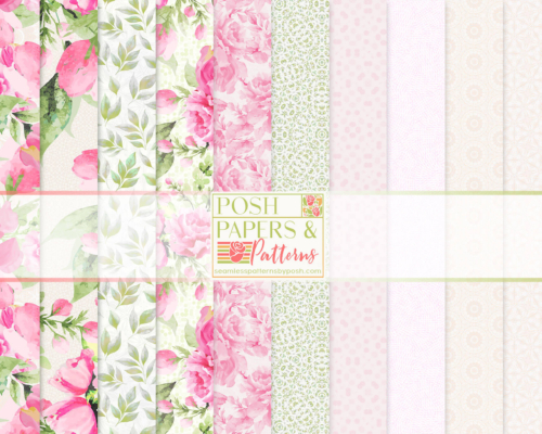 Pink Floral Printable Scrapbook Papers Vol 5