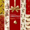 A collage of vintage christmas backgrounds that showcase the digital xmas papers contained in the bundle